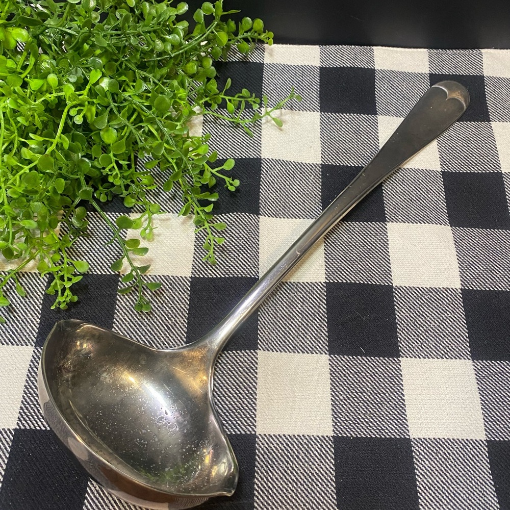 Vintage LEONARD Silverplate 13" Ladle with Double Pour‎ Spout. ITALY